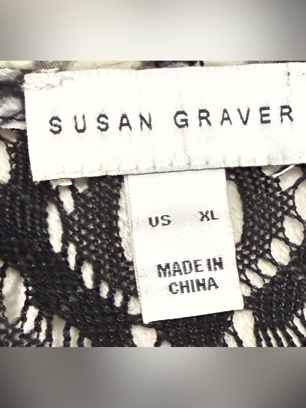 Susan Graver Black White Lace Panel Kimono Cardigan XL Open Front Boho - Picture 2 of 6